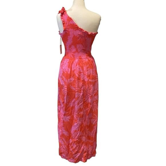 NWT Japna Tropical Floral Smocked One Shoulder Resortwear Maxi Dress size M - Picture 4 of 10